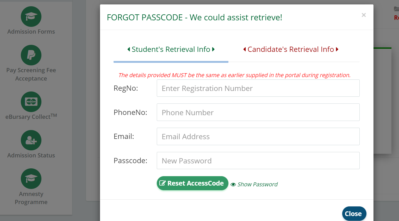 How to Retrieve Uniuyo student portal login password
