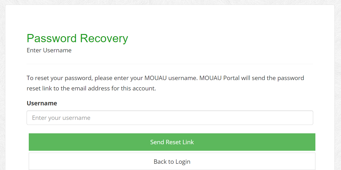 How to Retrieve MOUAU student portal login password